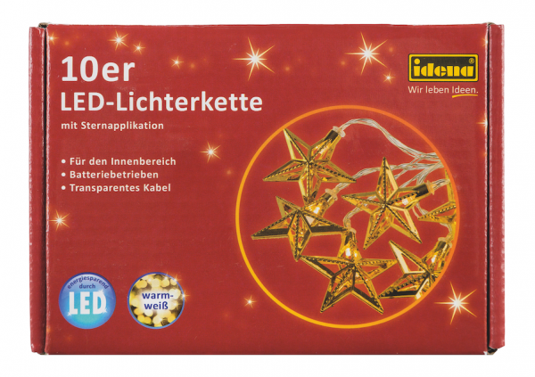 LED Deko-Lichterkette 10LEDs Gold-Sterne