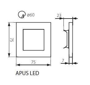 Technische Zeichnung LED Wandeinbaustrahler Treppenleuchte