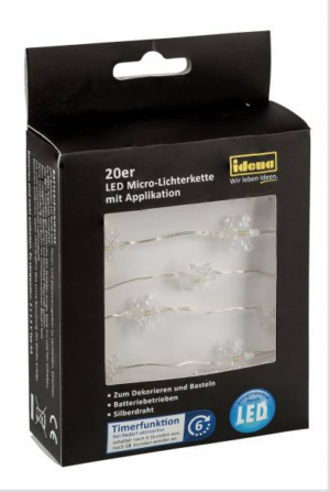 20er LED Micro-Lichterkette Schneeflocken